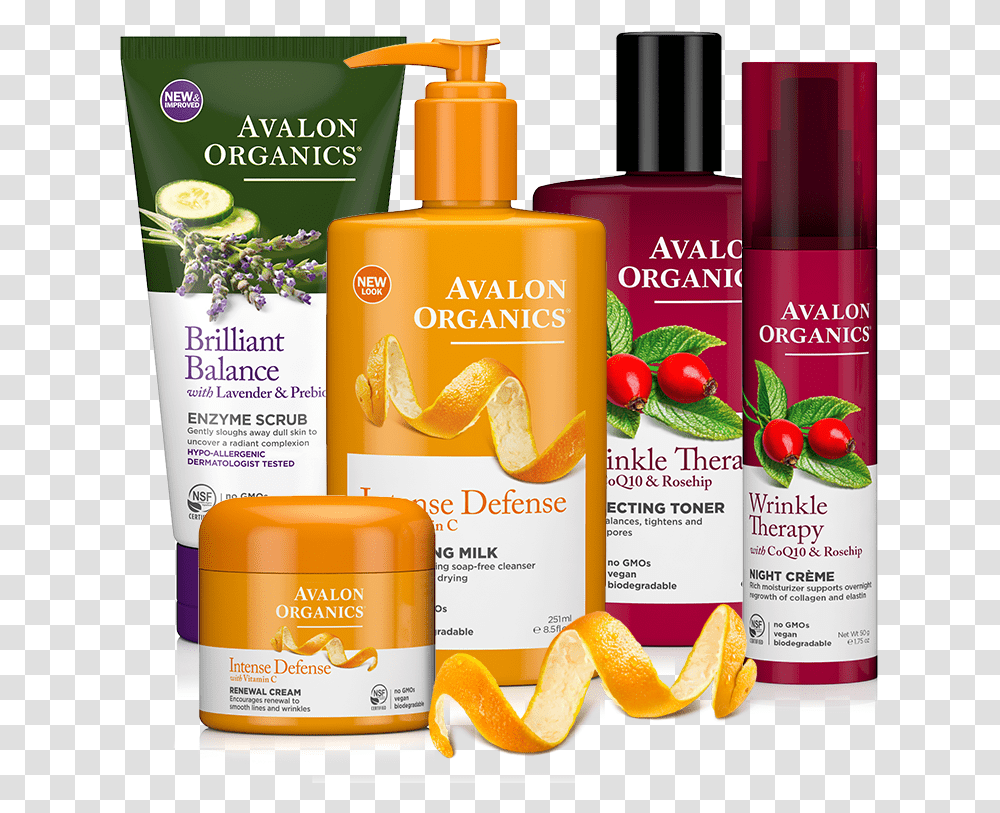 Avalon Organics Skin Care Products Avalon Organics Intense Defense Hydrating Cleansing, Bottle, Cosmetics, Plant, Fruit Transparent Png