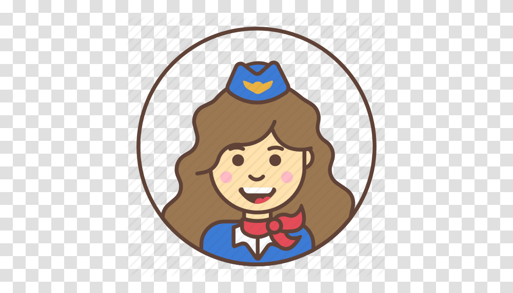 Avatar Flight Attendant Girl Stewardess Icon, Face, Label, Outdoors Transparent Png