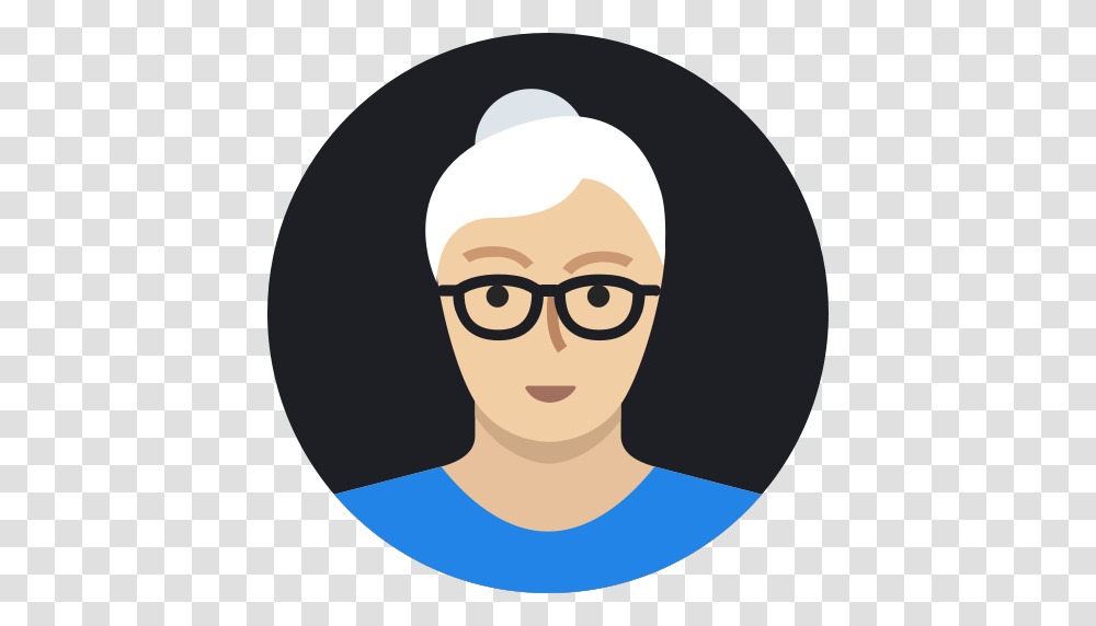 Avatar Grandmother Mature Old Person User Woman Icon, Face, Head, Glasses, Accessories Transparent Png