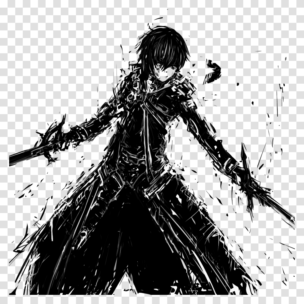 Avatar Id Kirito Black And White, Person, Photography, Portrait Transparent Png