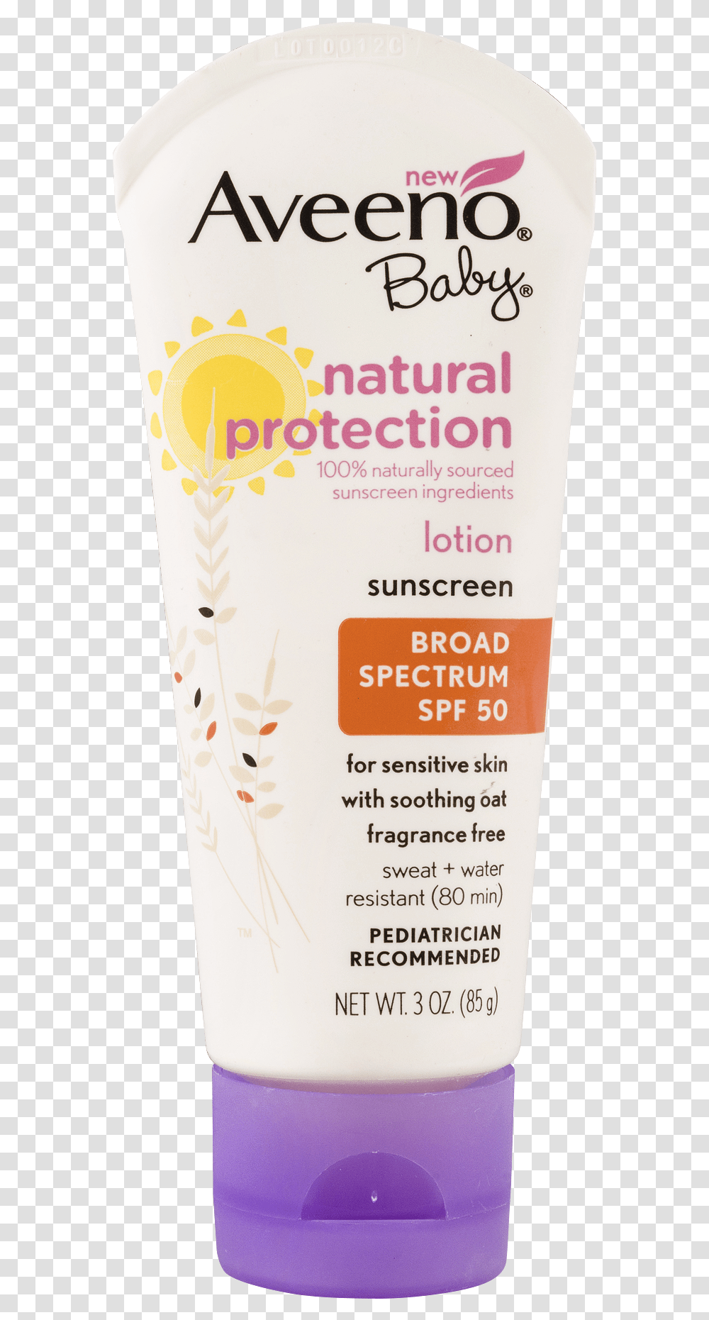 Aveeno Baby Natural Protection Lotion Sunscreen, Cosmetics, Bottle, Beer, Alcohol Transparent Png