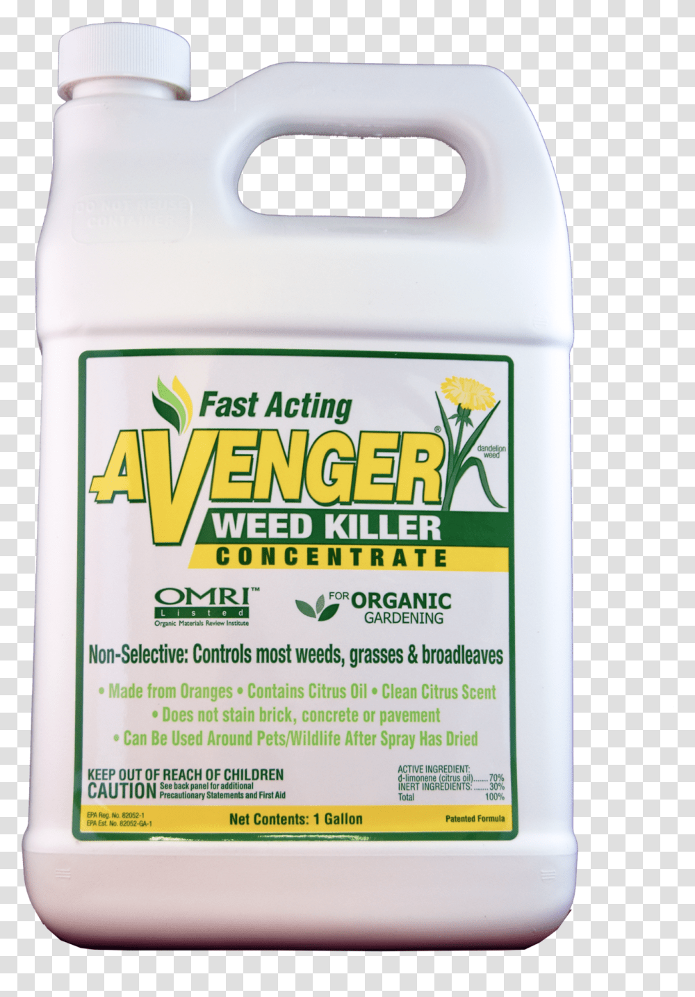 Avenger Organic Weed Killer Plastic, Plant, Label, Tin Transparent Png