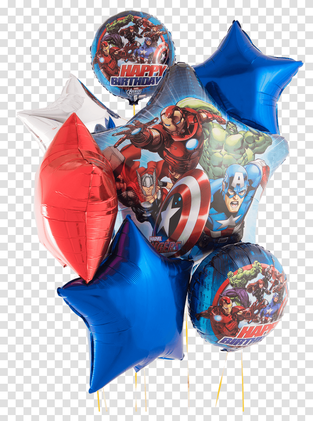 Avengers Happy Birthday Bunch Avengers Birthday Balloons, Inflatable, Costume, Person Transparent Png