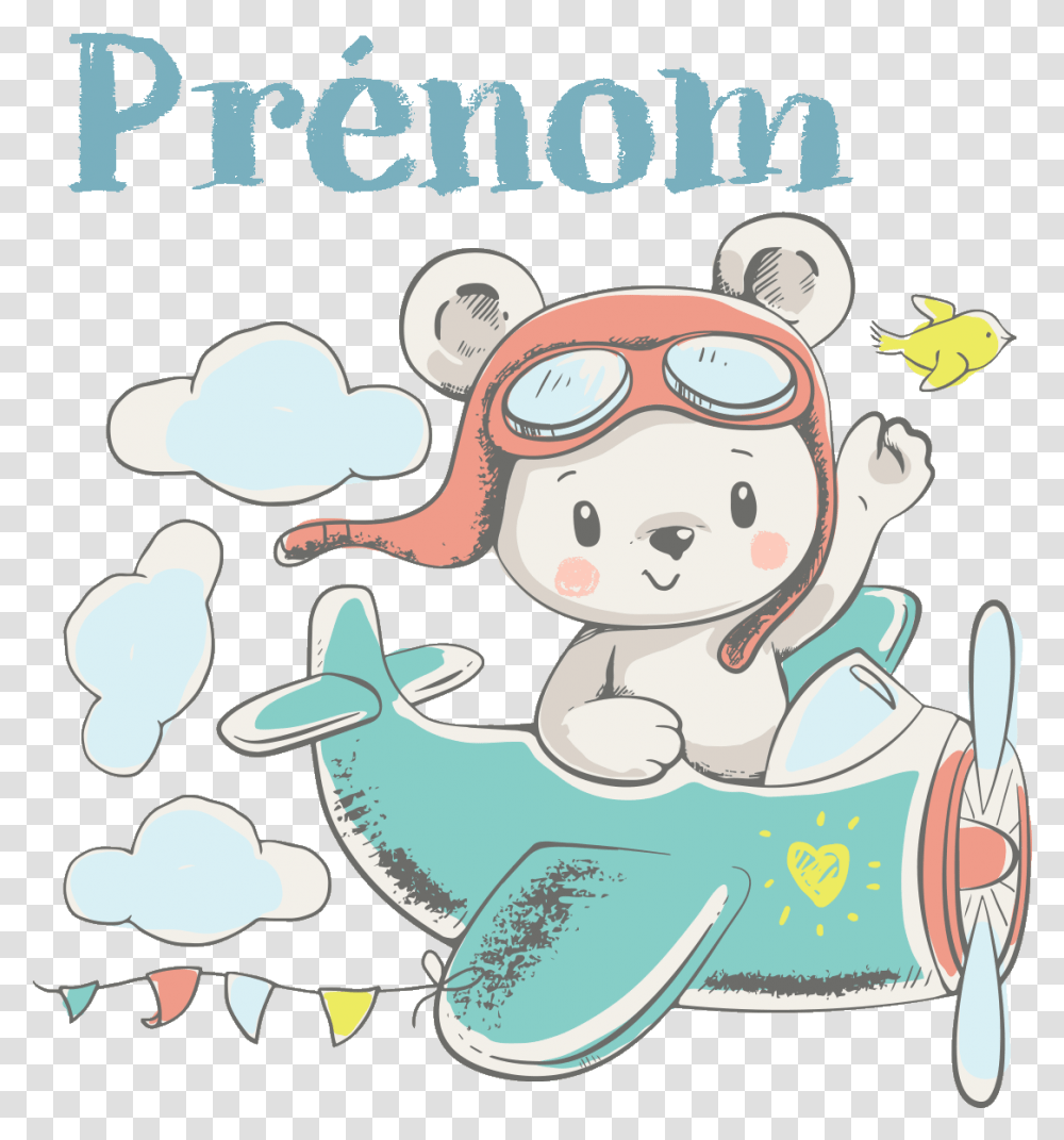 Avion Dibujo Bear In Plane Cartoon, Mammal, Animal, Drawing Transparent Png