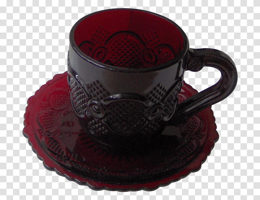 Avon Cape Cod Ruby Red Cup And Saucer Set Saucer, Pottery, Coffee Cup, Helmet Transparent Png