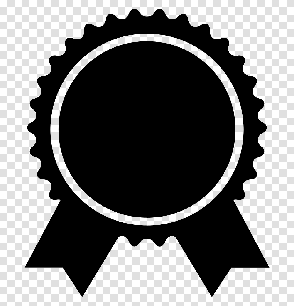 Award Badge Of Circular Shape With Ribbon Tails Icon, Stencil, Silhouette Transparent Png