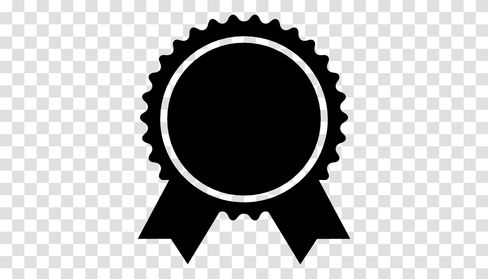 Award Badge Of Circular Shape With Ribbon Tails, Silhouette, Stencil, Machine Transparent Png