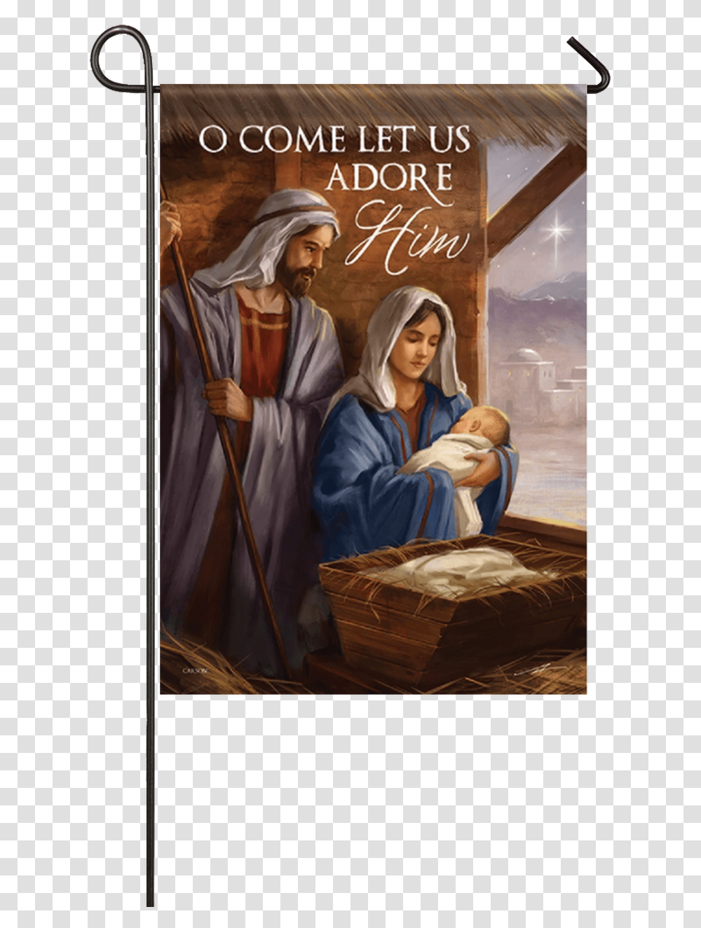 Away In A Manger Garden Dura Soft Flag Christmas Day, Person, Bed, Painting Transparent Png
