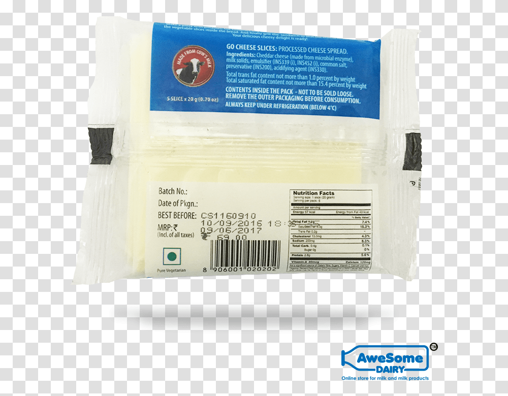 Awesome Dairy Go Cheese Slice Plain 100gm Image Go Cheese Slice Price, First Aid, Bandage, Label Transparent Png
