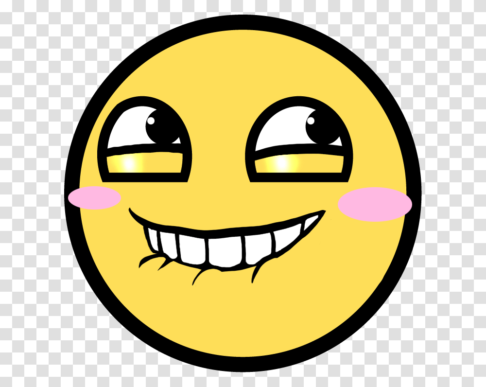 Awesome Face Epic Smiley Holding In Laugh Emoji, Label, Pac Man Transparent Png