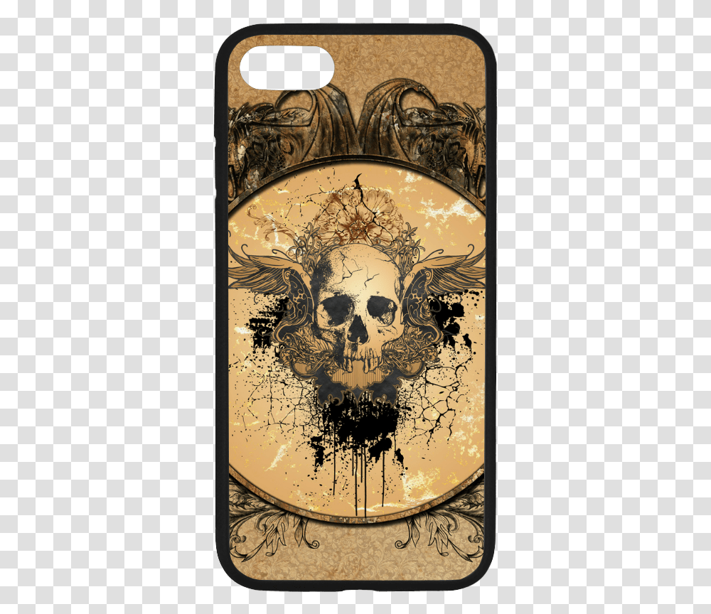 Awesome Skull With Wings And Grunge Rubber Case For Mobile Phone Case, Pirate, Drawing Transparent Png