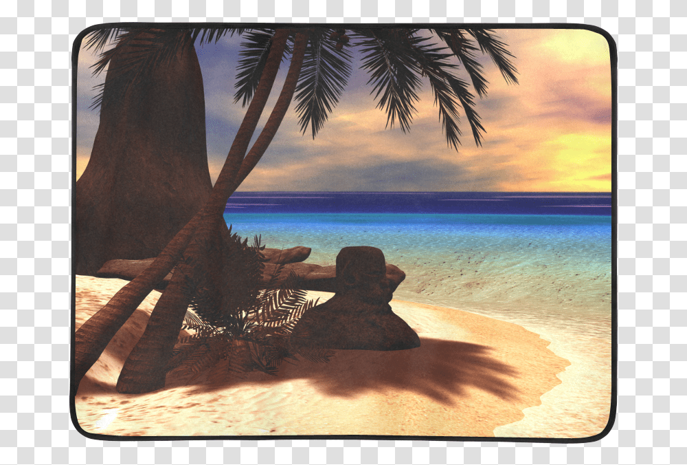 Awesome Sunset Over A Tropical Island Beach Mat 78 Led Backlit Lcd Display, Summer, Shoreline, Water, Sea Transparent Png