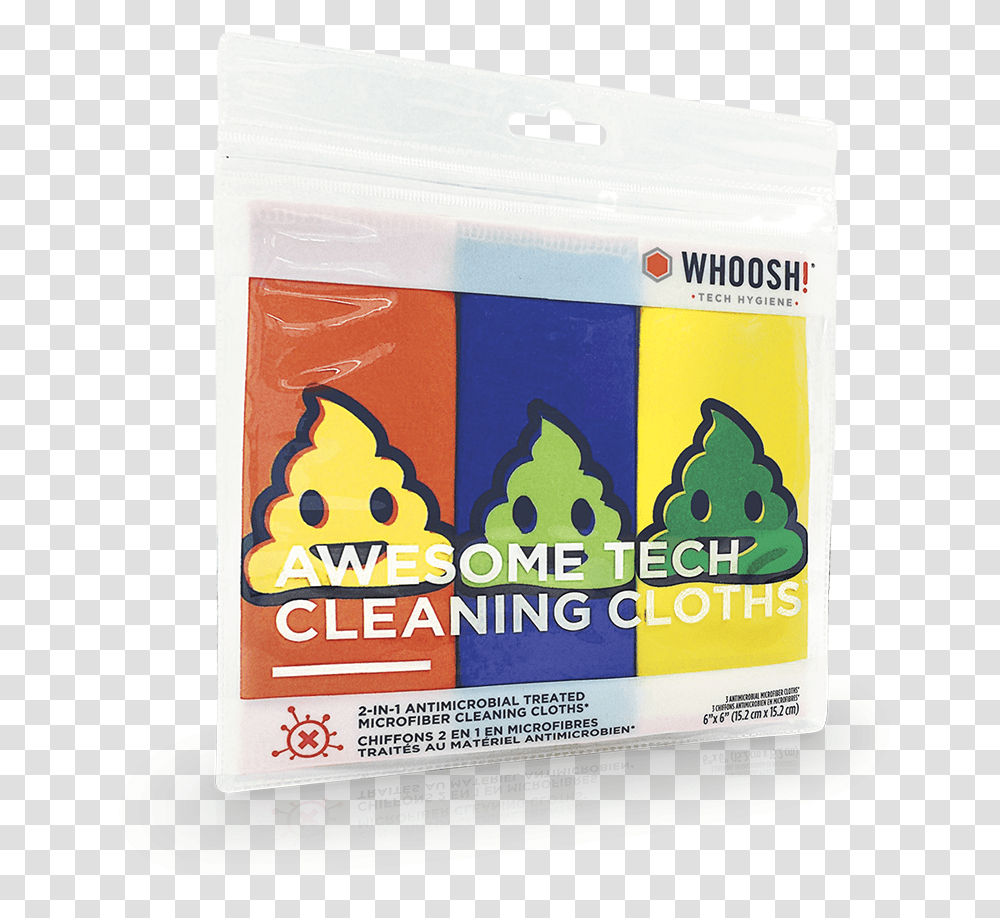 Awesome Tech Cleaning Cloths Poo Emoji Set Textile, Plastic, Advertisement, Bag, Plastic Bag Transparent Png