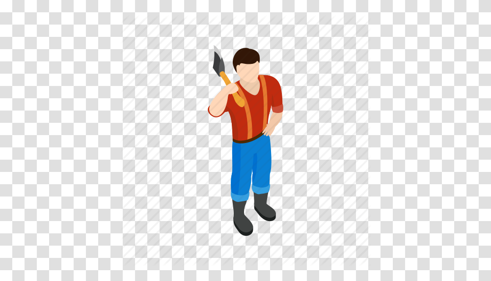 Axe Forest Isometric Lumberjack Lumberman Wood Woodcutter Icon, Person, Cleaning, Worker, People Transparent Png