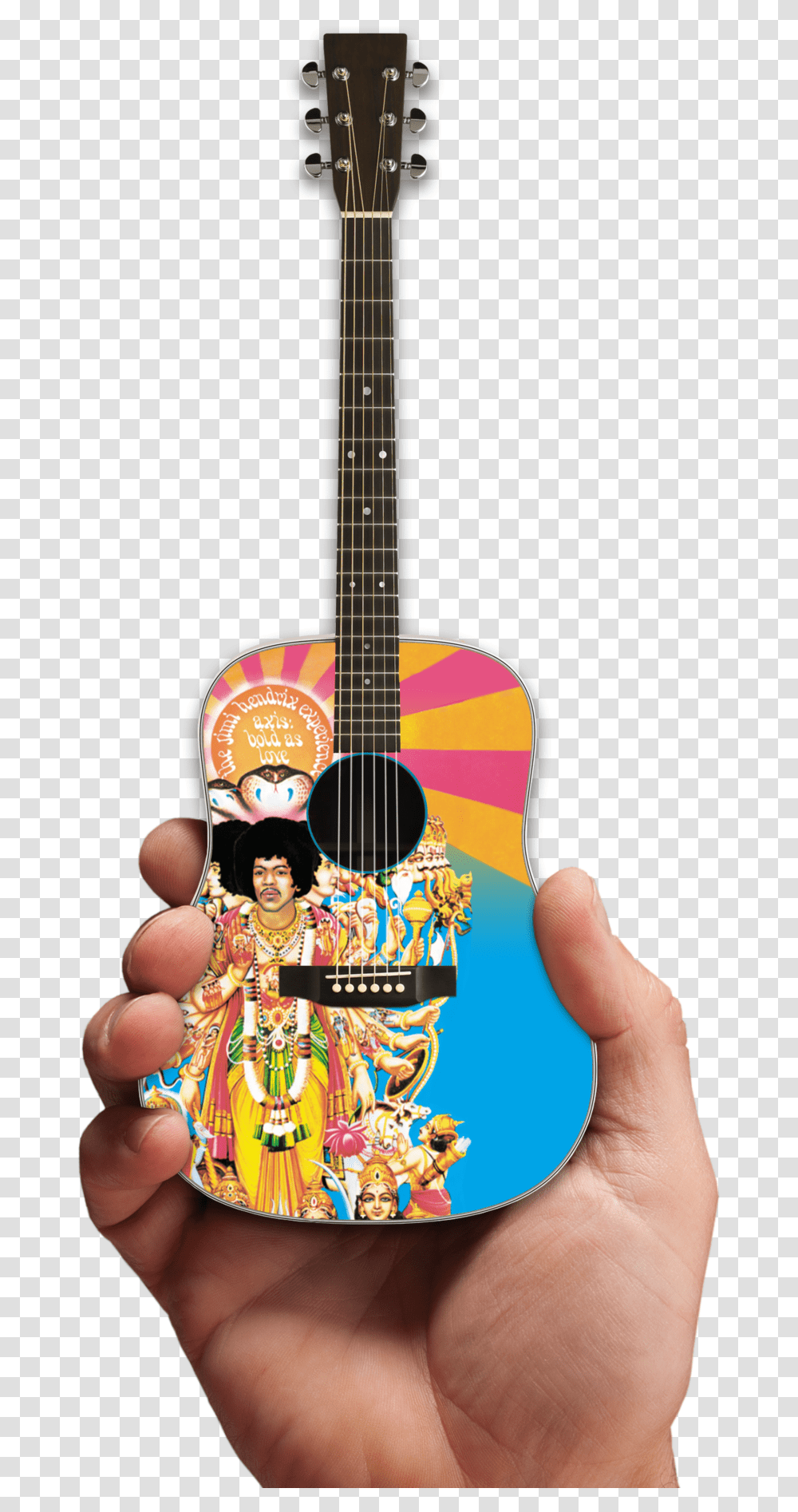Axe Heaven Jimi Hendrix Axis Bold As Love Mini Acoustic Miniature Guitar, Person, Human, Leisure Activities, Musical Instrument Transparent Png