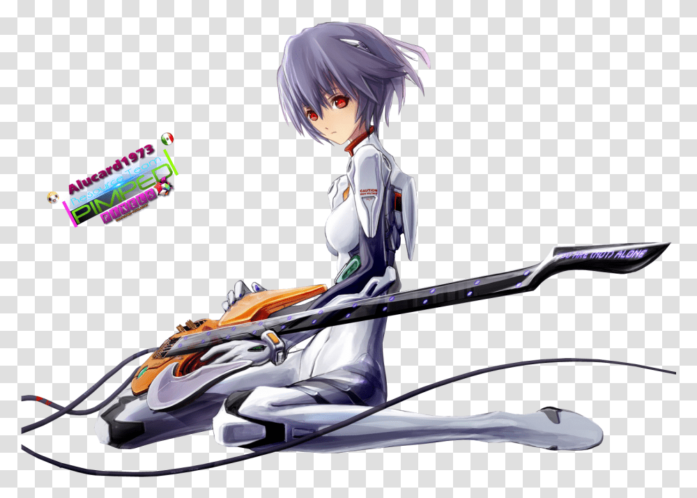 Ayanami Rei Anime Girl Guitar, Person, People, Manga, Comics Transparent Png