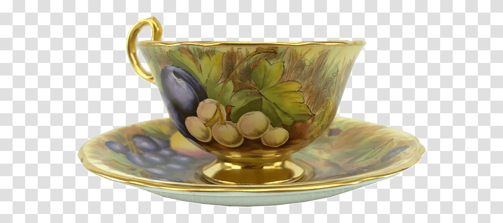 Aynsley England Hand Painted Orchard Fruits Tea Cup Saucer, Pottery, Coffee Cup, Porcelain Transparent Png