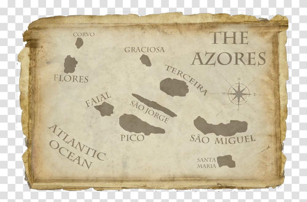 Azores Islands Map Portugal Old Explorers Travel Adventure Animal, Soil, Scroll, Paper Transparent Png
