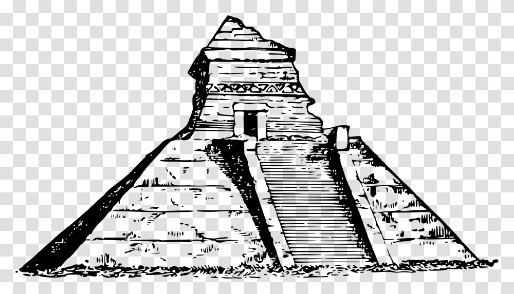 Aztec Clipart Pyramid Mexico Egypt Pyramids Clipart Black And White, Gray, World Of Warcraft Transparent Png