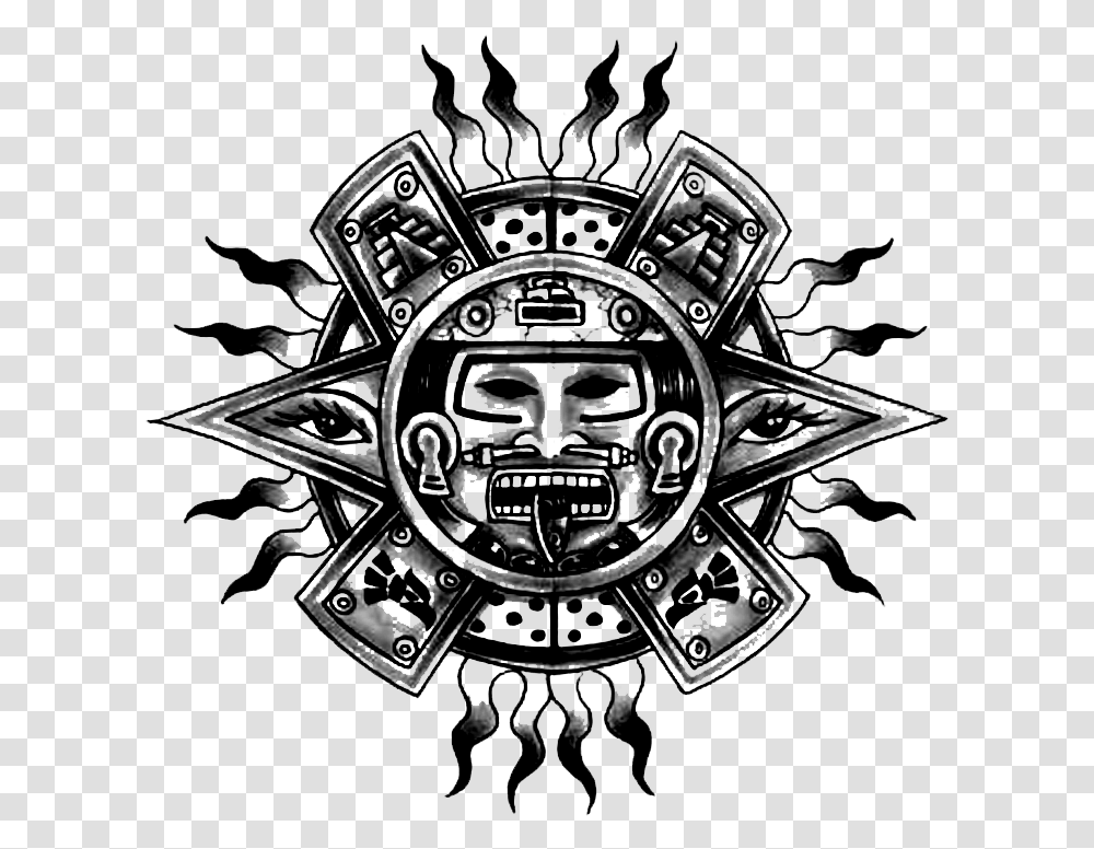 Aztec God Aztec Sun Tattoo, Emblem, Logo, Trademark Transparent Png