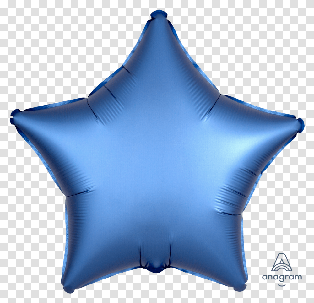 Azure Blue Balloon Balloon Star Blue Satin, Pillow, Cushion, Symbol, Star Symbol Transparent Png