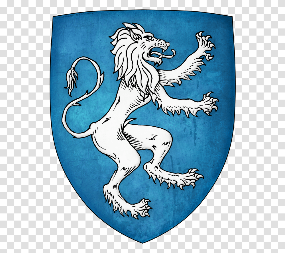 Azure Lion Rampent To Sinister Argent Argent Lion Rampant On Azure, Mammal, Animal, Logo Transparent Png