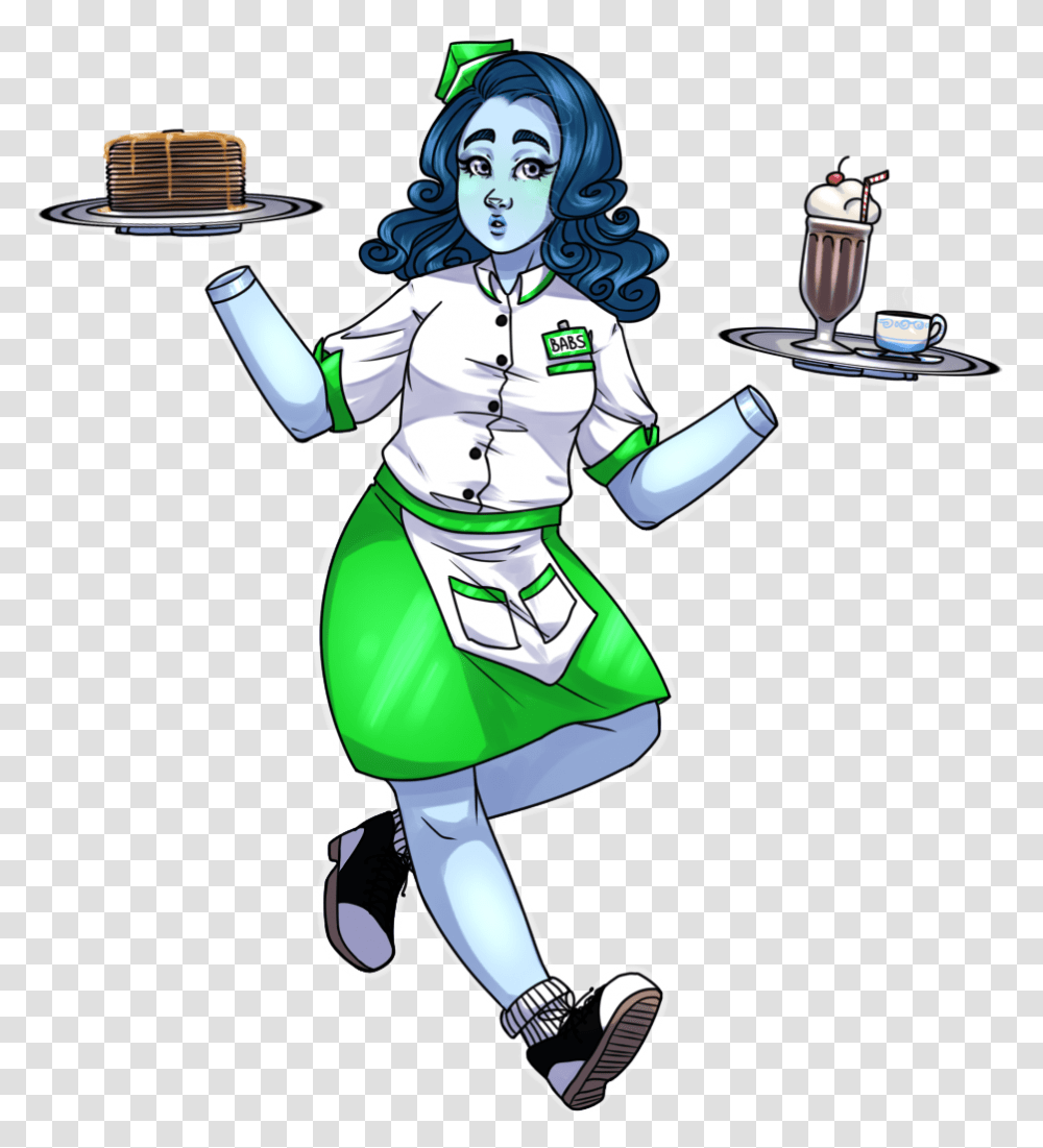 B 50 S Waitress Cartoon, Person, Waiter, Coffee Cup, Costume Transparent Png