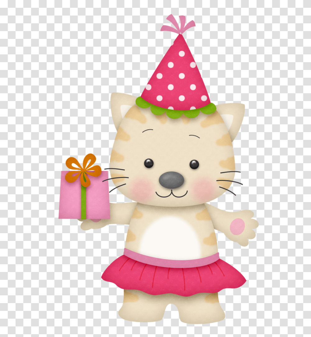 B Birthday Girl Feliz Blanca Gif Cat Birthday Clipart, Clothing, Apparel, Party Hat, Snowman Transparent Png