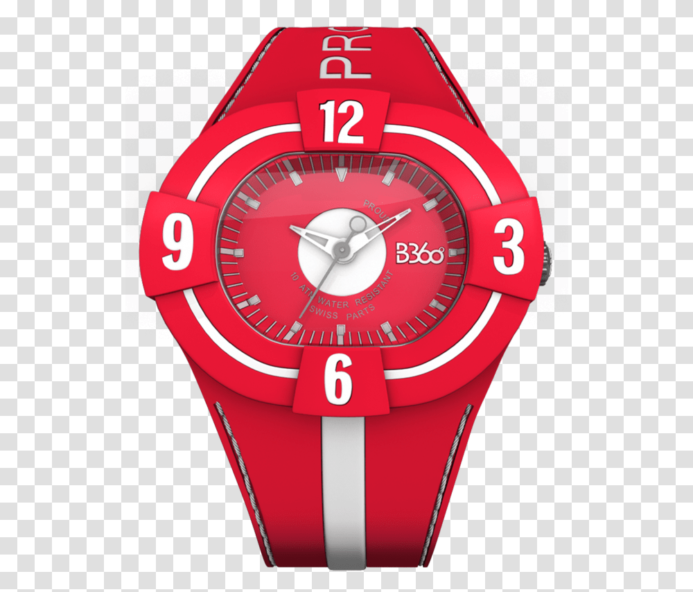 B Proud Red White Watch, Wristwatch, Analog Clock, Digital Watch Transparent Png