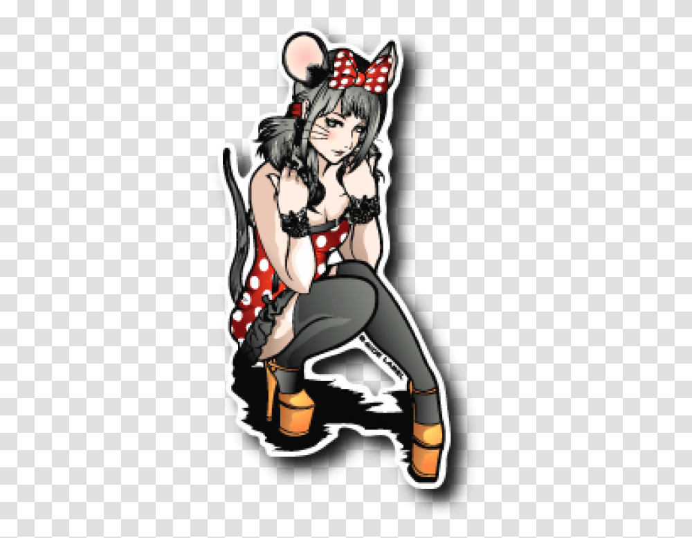 B Side Label Sticker Anime Mouse Girl, Comics, Book, Manga, Person Transparent Png