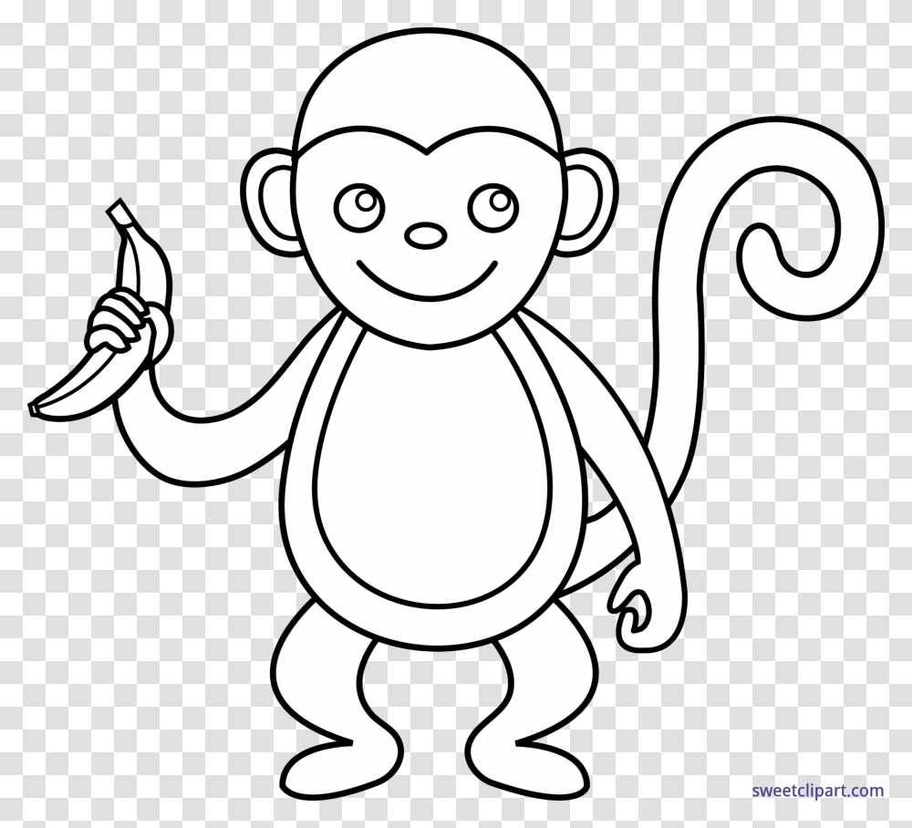 Baboon Clipart Monkey Cartoon Black And White, Stencil, Animal, Cupid Transparent Png