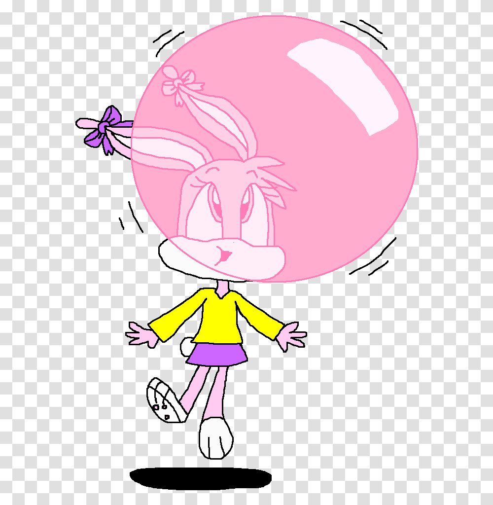 Babs Bunny S Floating Floating With Bubble Gum, Balloon, Purple Transparent Png