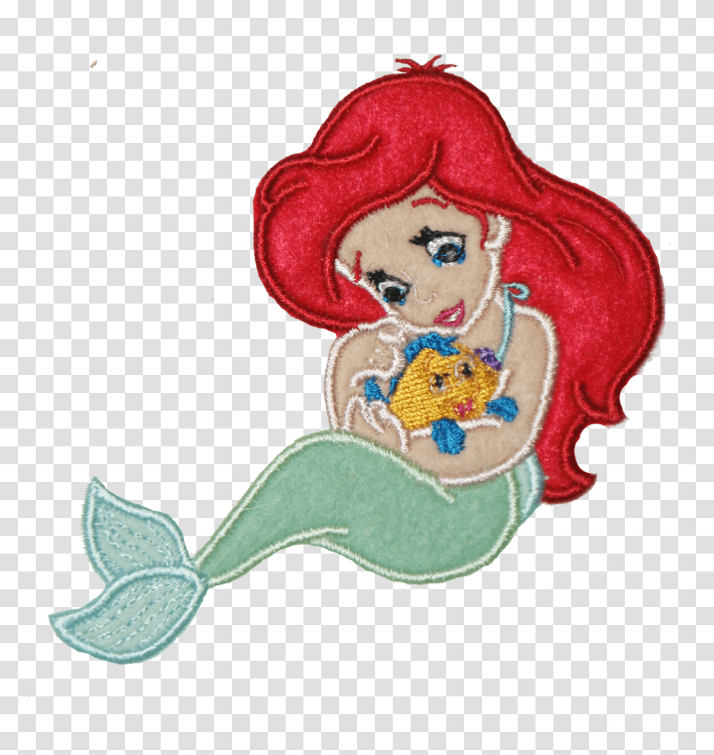 Baby Ariel Little Mermaid Luxury Personalised Applique Cartoon, Embroidery, Pattern, Stitch Transparent Png