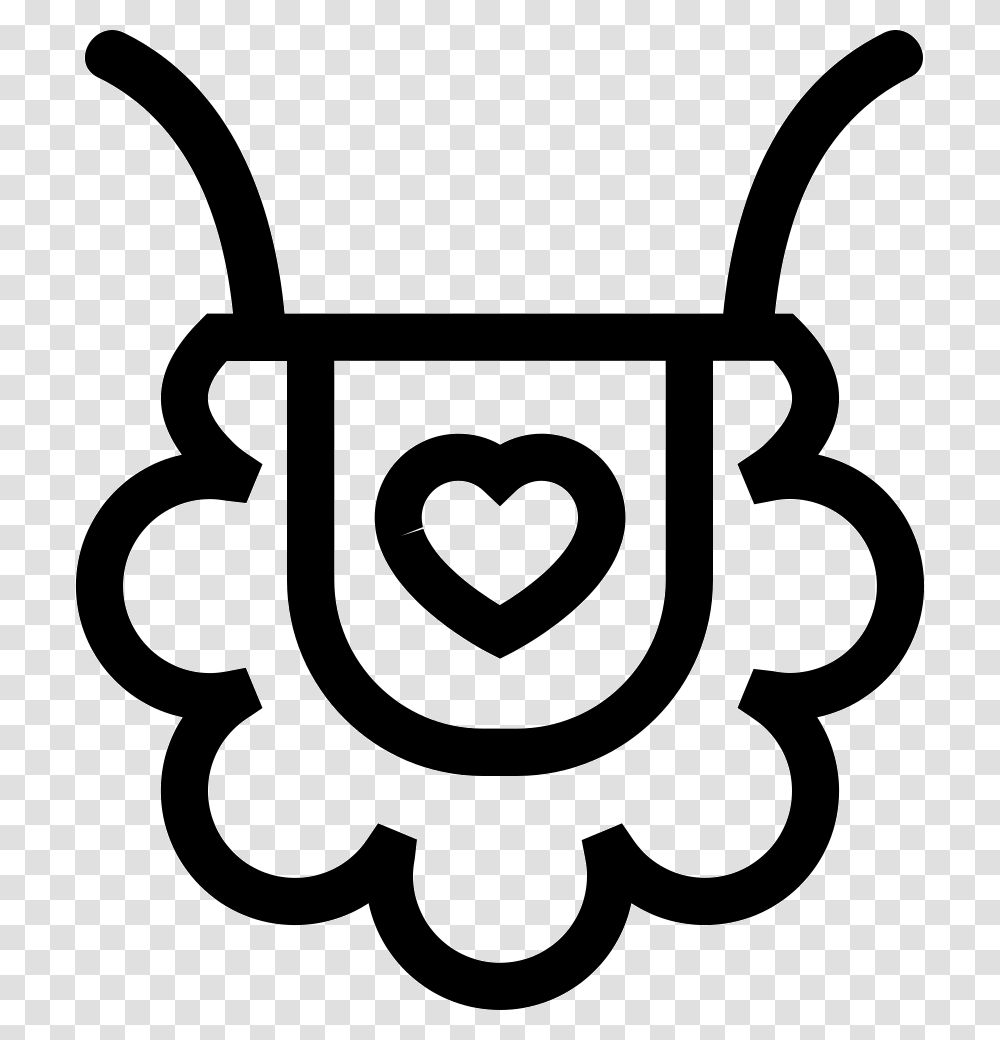 Baby Bib Outline With Heart Shape Flower Icon, Stencil, Emblem, Logo Transparent Png