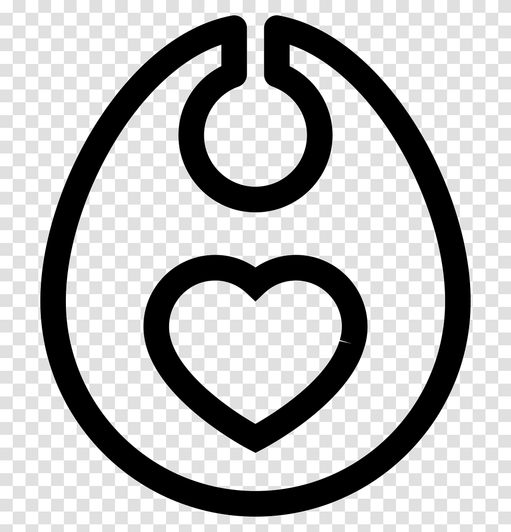 Baby Bib With Heart Outline Baby Bib Icon, Stencil, Face Transparent Png