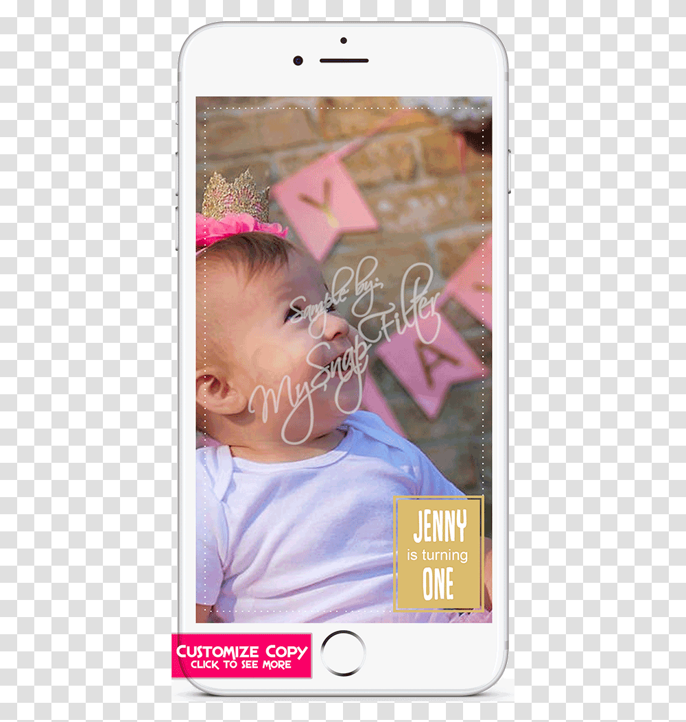 Baby Birthday Snapchat Filte Gold, Face, Person, Girl Transparent Png