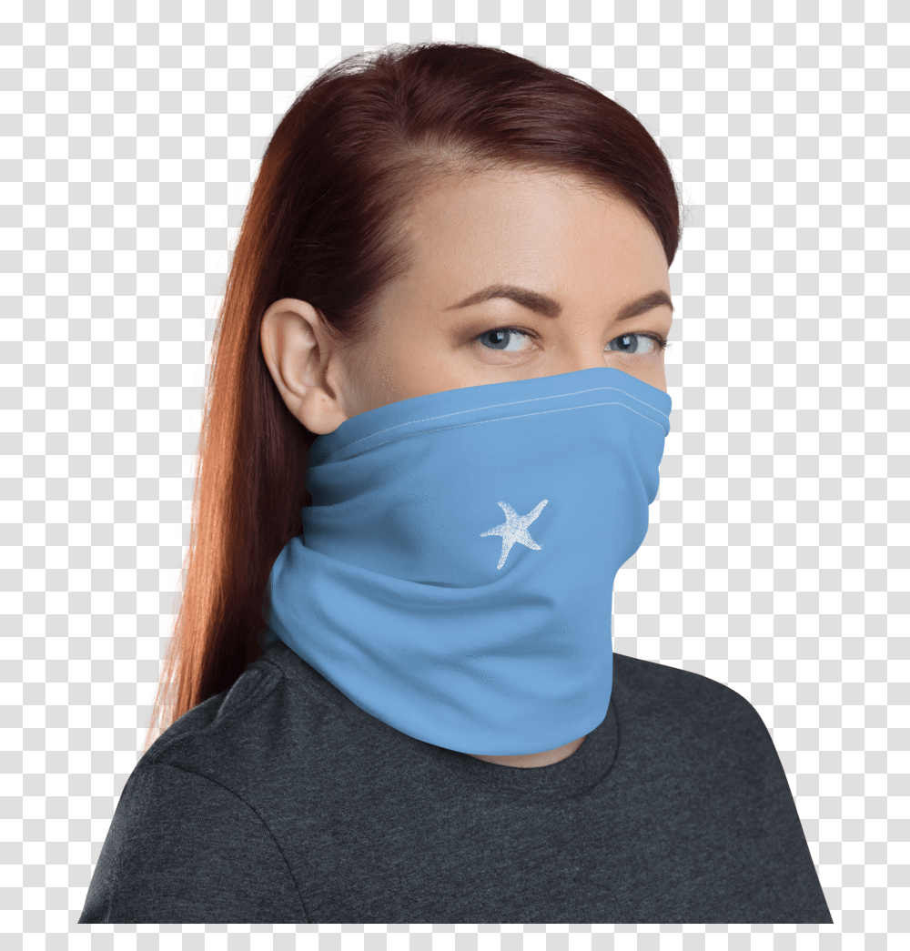 Baby Blue Starfish Neck Gaiter Face Mask With Qr Code, Clothing, Apparel, Bandana, Headband Transparent Png