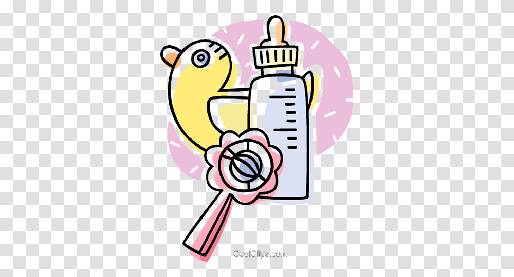 Baby Bottle And Rattle Royalty Free Vector Clip Art Illustration, Robot Transparent Png