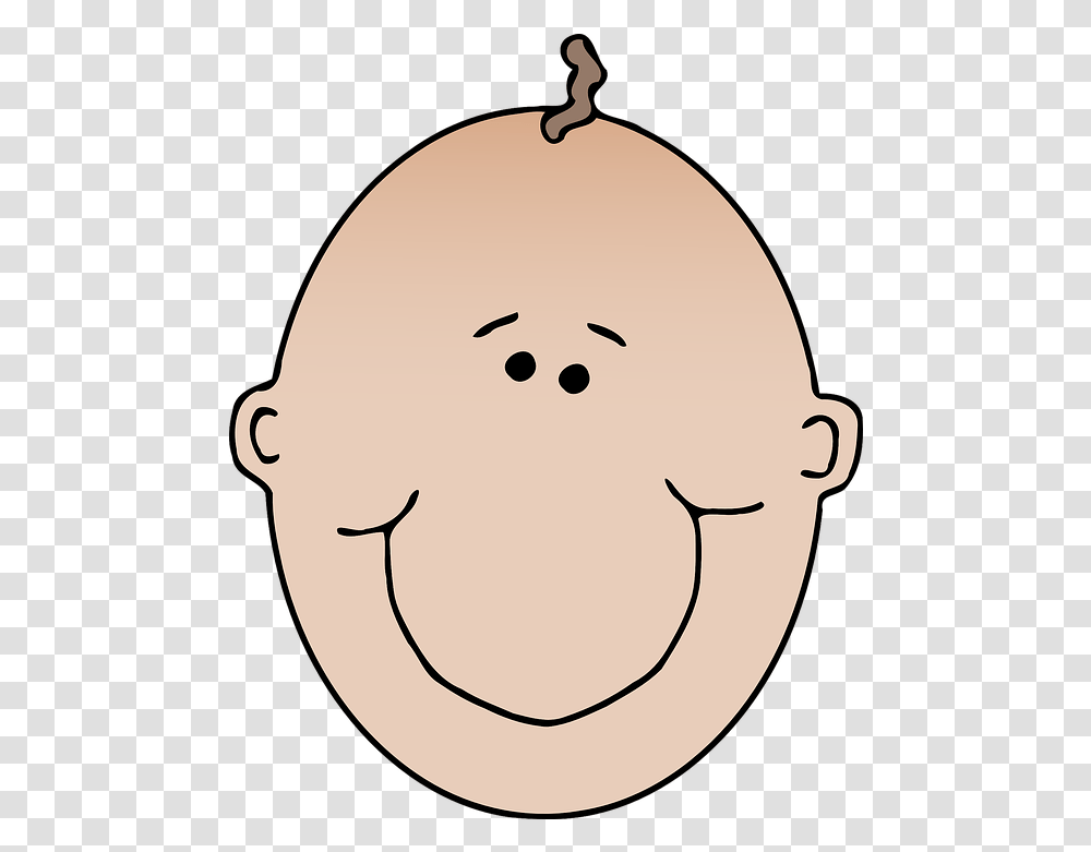 Baby Boy Bald Hair Strand Brown Happy Baby Face Clipart, Label, Text, Stencil, Heart Transparent Png