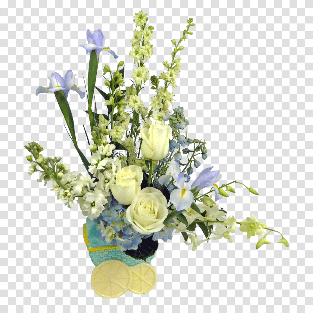 Baby Boy Carriage Bouquet, Plant, Flower, Blossom, Flower Arrangement Transparent Png