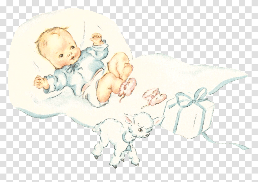 Baby Boy Lamb Image Digital Illustration, Person, Human, Newborn, Cushion Transparent Png