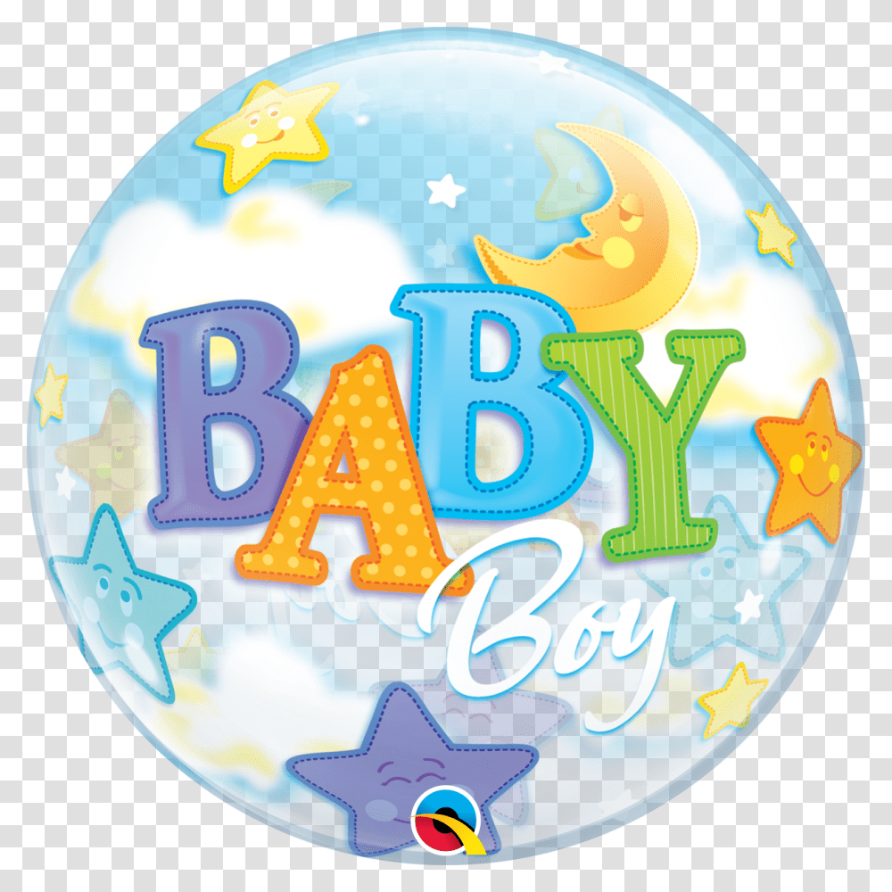 Baby Boy Moon Amp Stars Bubble Balloon Baby Boy Bubble Balloon, Number, Astronomy Transparent Png