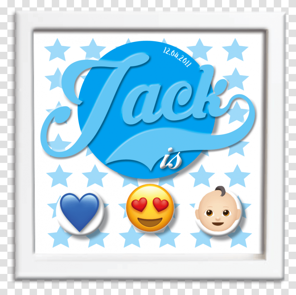 Baby Boy Personalised Emoji Art Framed Smiley, Text, Graphics, Label, Mail Transparent Png