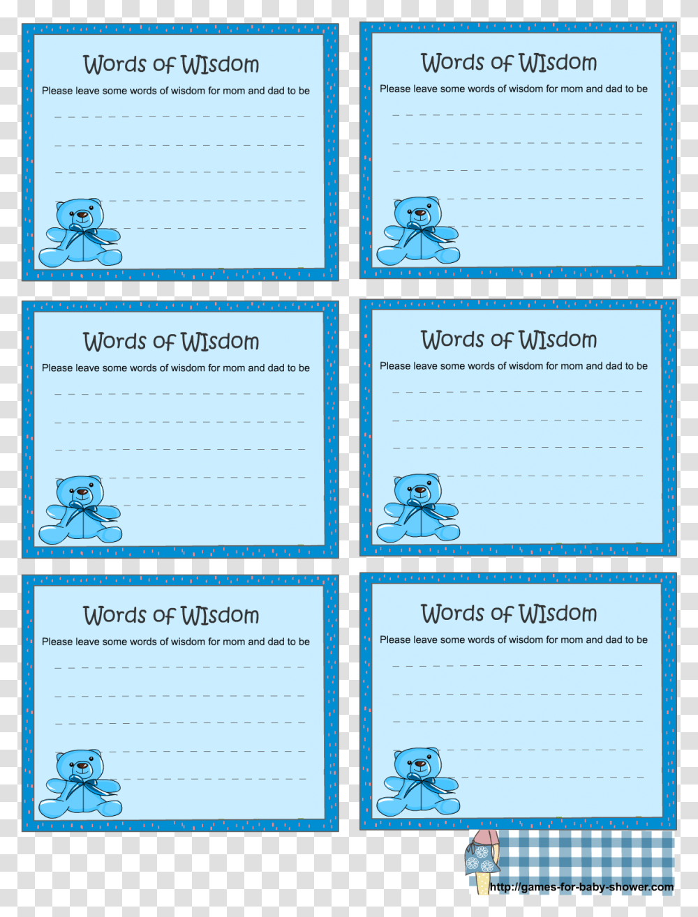 Baby Boy Shower Printable Advice Cards For Baby Shower, Word, Page, Driving License Transparent Png