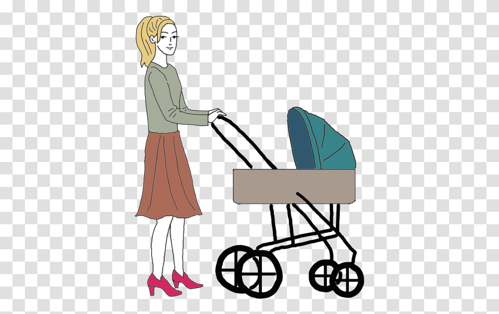 Baby Carriage Baby Pram Dream Mom Baby Carriage, Person, Human, Skirt Transparent Png