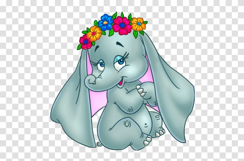 Baby Cartoon Elephants With Flowers Clip Art Images All Images Are, Birthday Cake, Ornament Transparent Png