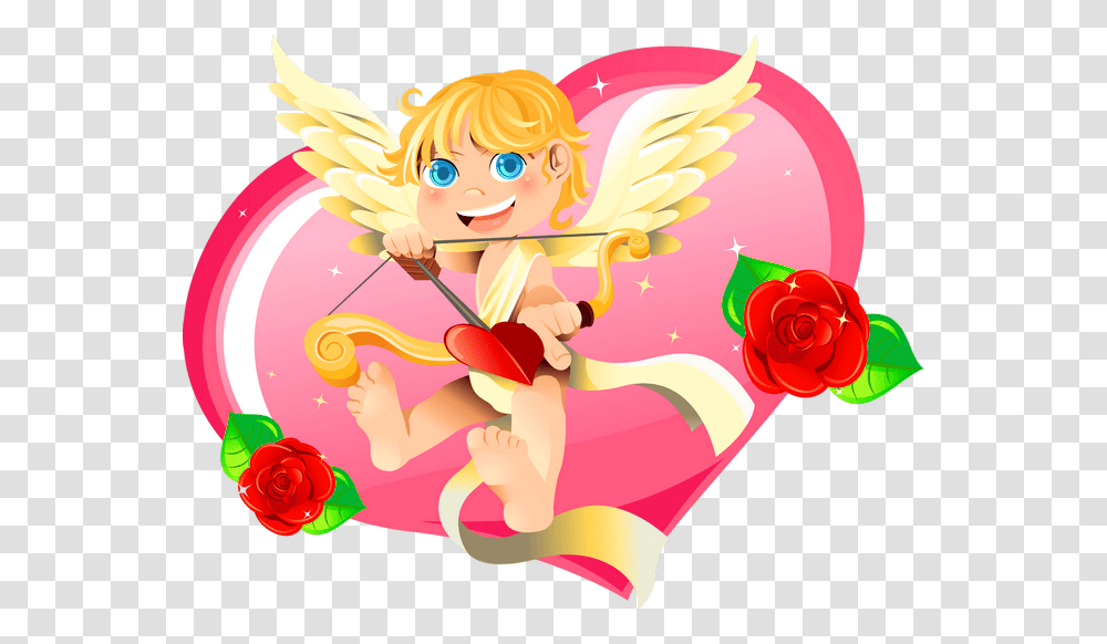 Baby Cupid Clipart San Valentn 2018 Amigos, Angel, Archangel, Rose, Flower Transparent Png