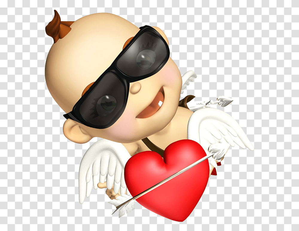 Baby Cupid With Heart And Wings Baby Cartoon, Helmet, Apparel, Sunglasses Transparent Png