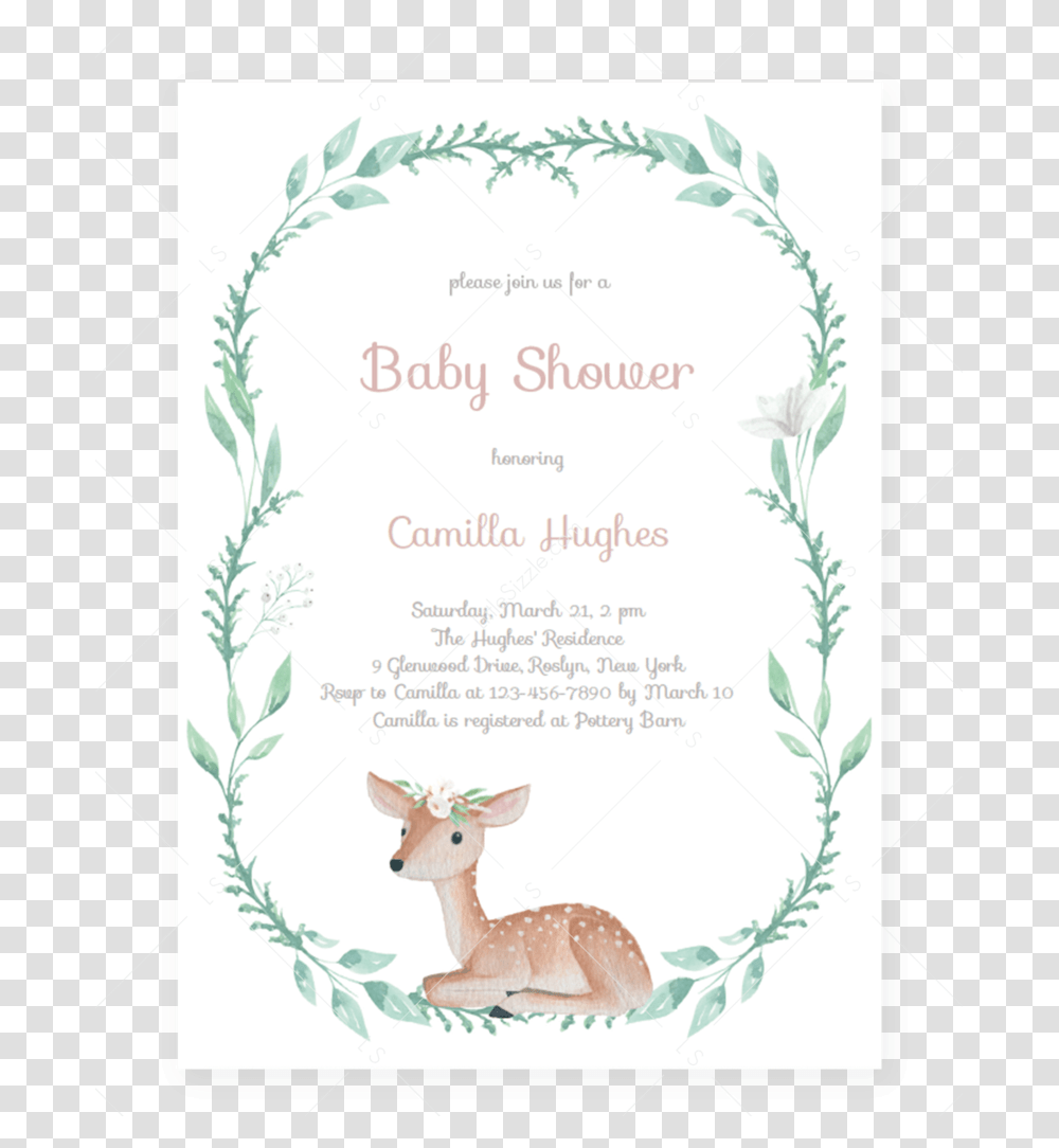 Baby Deer Baby Shower Invitation Template By Littlesizzlequot Portable Network Graphics, Poster, Advertisement, Flyer, Paper Transparent Png