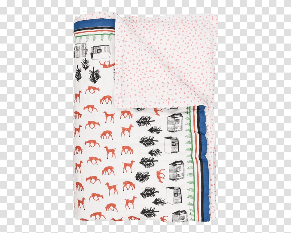 Baby Deer Sarong Reversible Quildted Bed Cover Patchwork, Text, Rug, Doodle, Drawing Transparent Png